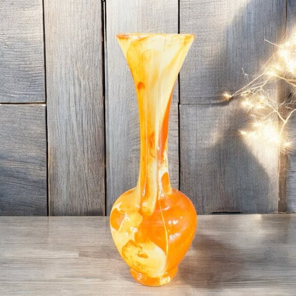 Vintage Alaska Pottery Bud Vase Vessel With Marble Glaze Multicolor W Sticker - Picture 1 of 13